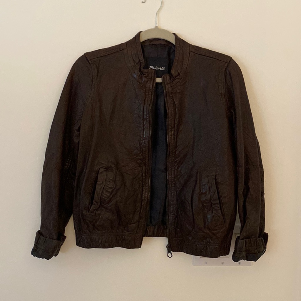 Nwot Madewell Leather Bomber Jacket Size Xxs